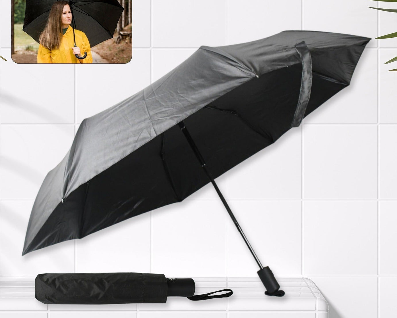 2 Fold Manual Open Umbrella| Windproof, Sunproof & Rainproof with Sturdy Steel Shaft & Wrist Straps | Easy to Hold & Carry | Umbrella for Women, Men & Kids