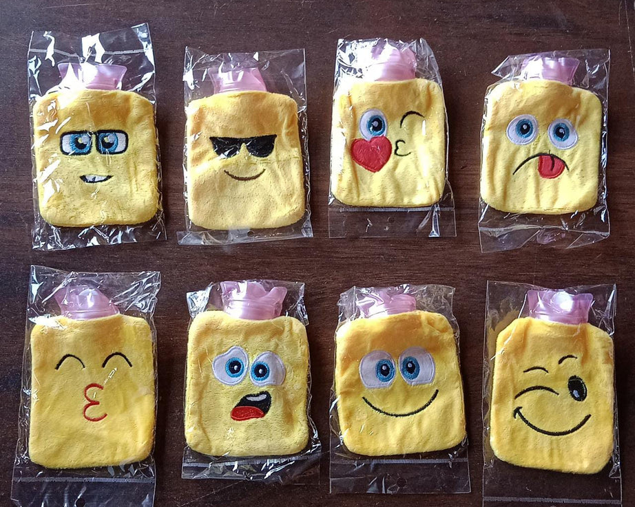 6535 1pc Mix Emoji designs small Hot Water Bag with Cover for Pain Relief, Neck, Shoulder Pain and Hand, Feet Warmer, Menstrual Cramps.