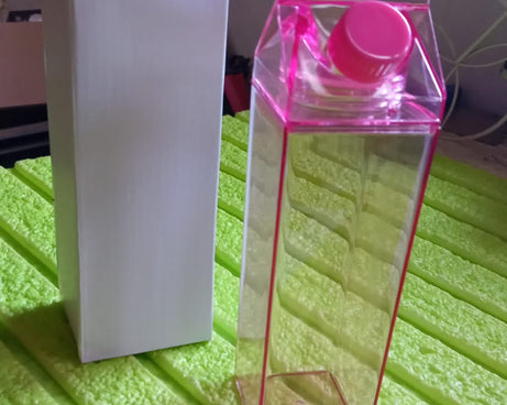 Plastic Milk Carton Colorful Clear Water Bottle, 17 Oz Portable Milk Box Leakproof Square Juice Bottle for Outdoor Sports Travel Camping