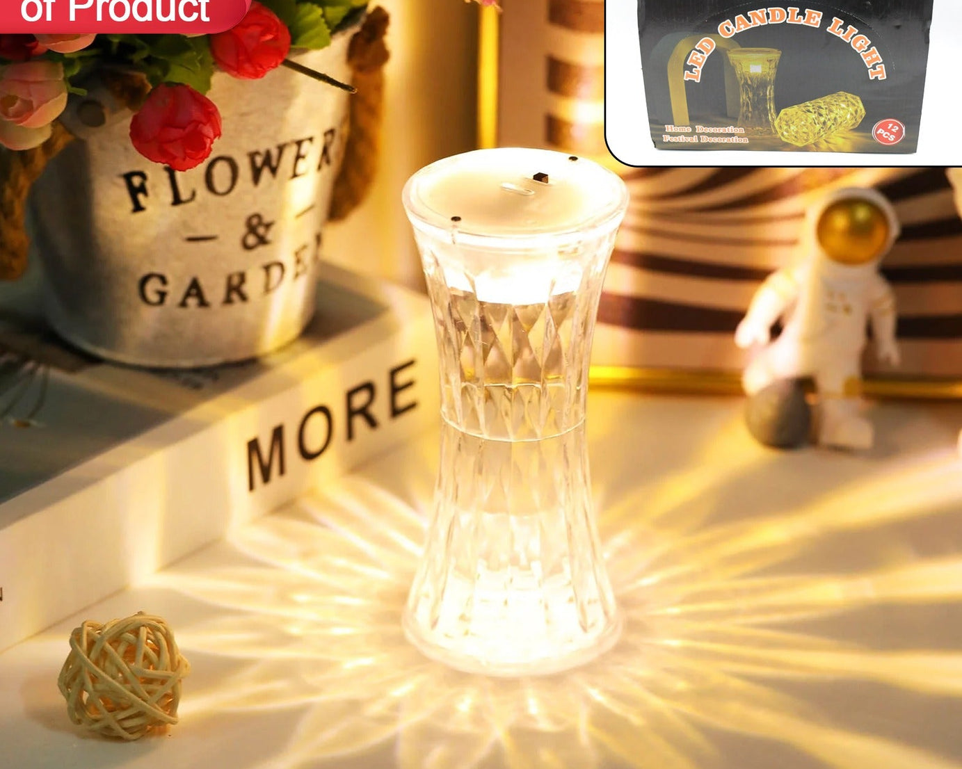 Crystal Lamp, Universal Night Light, Soft Lighting, Eye Protection for Nursery, Study, Bedroom Transparent Crystal Table Soft Lighting Multipurpose for Hotel for Office for Children's Room (12Pc MOQ)