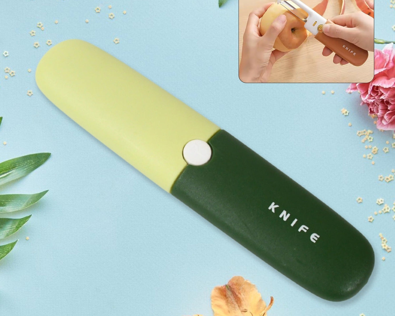 Multifunctional peeler Two in one fruit knife, fruit and vegetable cutting knife+sawtooth peeler, apple, carrot, potato, fruit slice antiskid