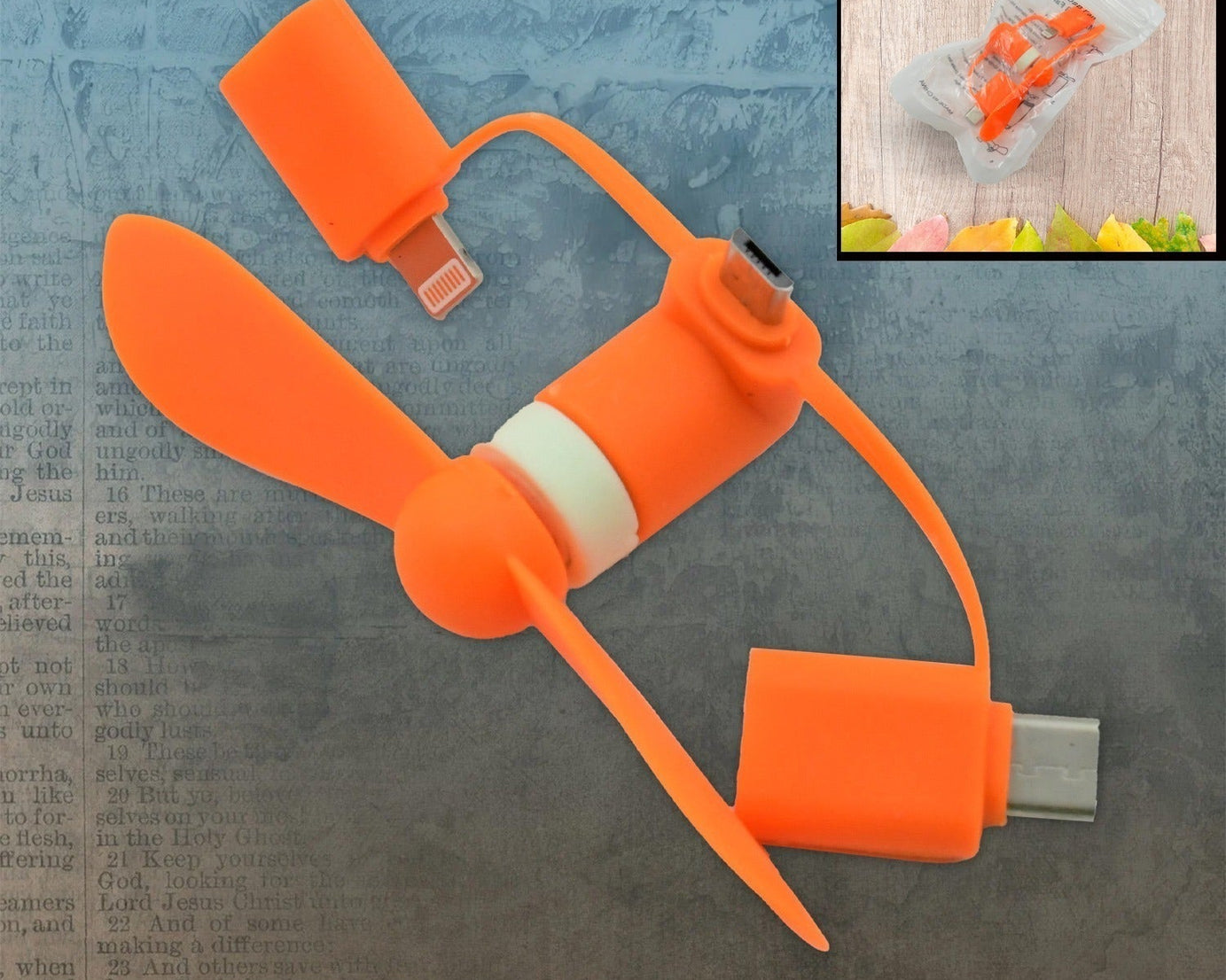 3-in-1 Mini Fan: Portable Cooling for Android, iPhone & Type-C (1 Pc)