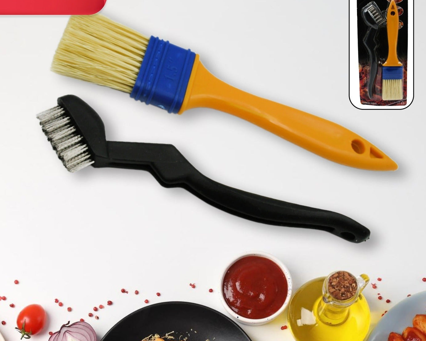 8721 Multifunction Basting Brush for Cooking Pastry Brush Baking Food Butter Brush Dusting Brush for Cooking Grease Brush for Baking Dishwasher Safe Grilling / Hairbrush / Corn (2 Pcs Set)