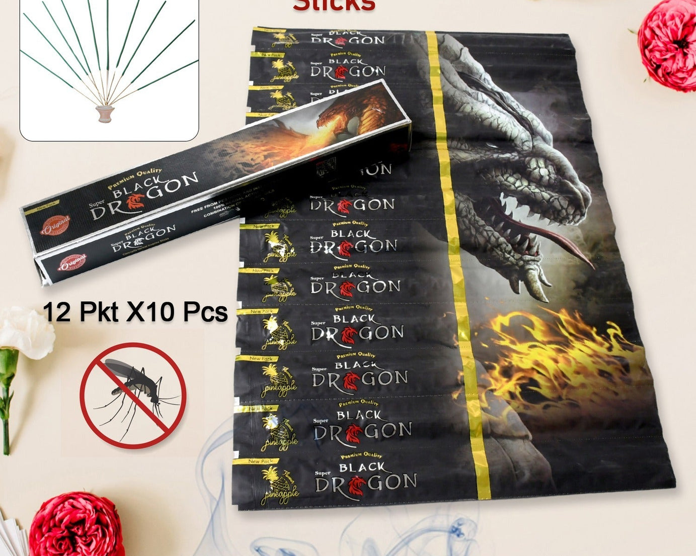 Mosquito Agarbatti Stick Herbal Mosquito Agarbatti 1 Box ( 12 Packet / 120 Sticks ) ( Incense Stick )