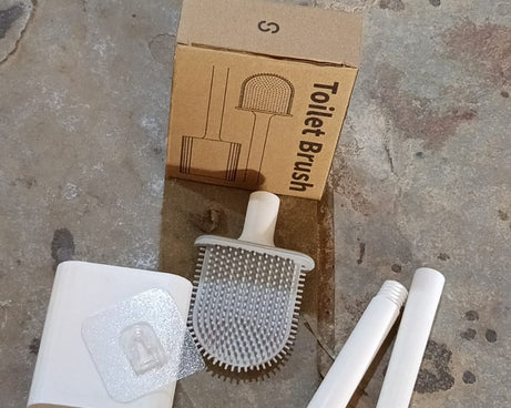 Portable Silicone Toilet Brush with Holder Flex Toilet Brush - Wall Mounted Anti-drip Set Toilet Cleaner Brush | Non-Slip Long Handle Toilet Brush Pack of 1