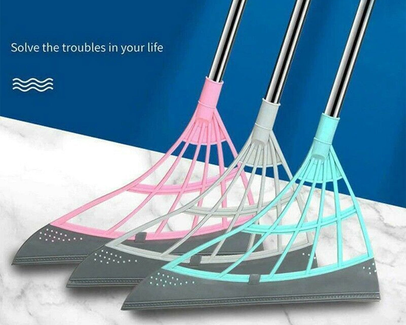 Eco-friendly broom with a scraper for easy cleaning