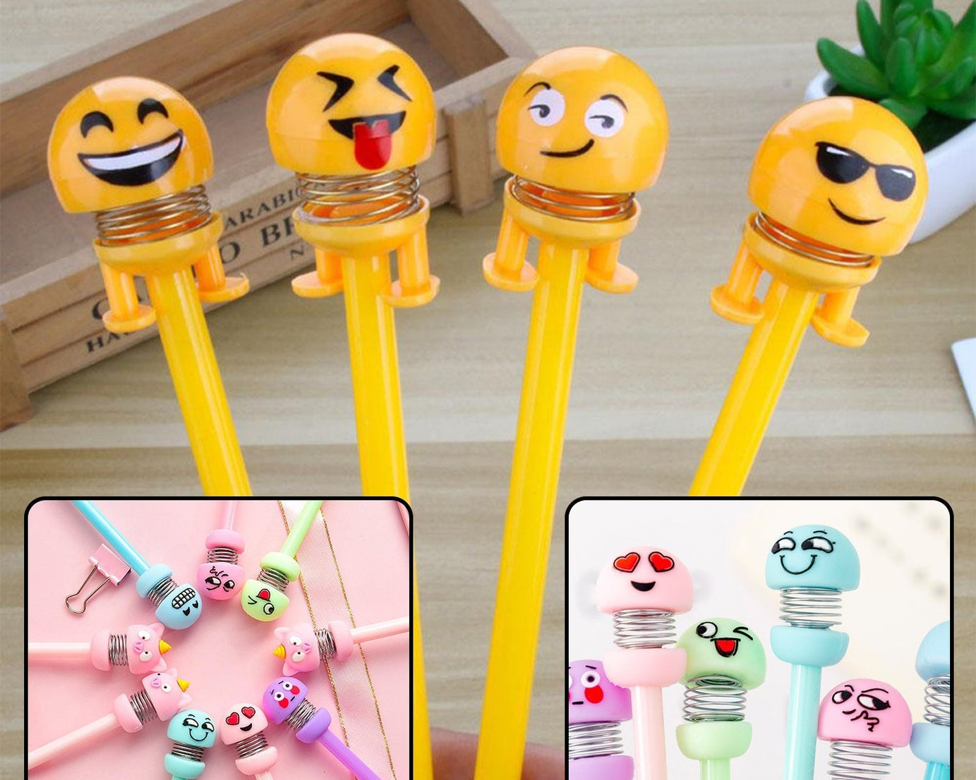 Fun emoji pencil and pen set for creative writing and drawing