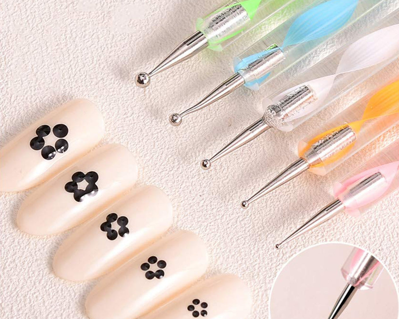 Nail Art Point Pen and Set Used by Women's for Their Fashion Purposes (Pack of 5Pcs)