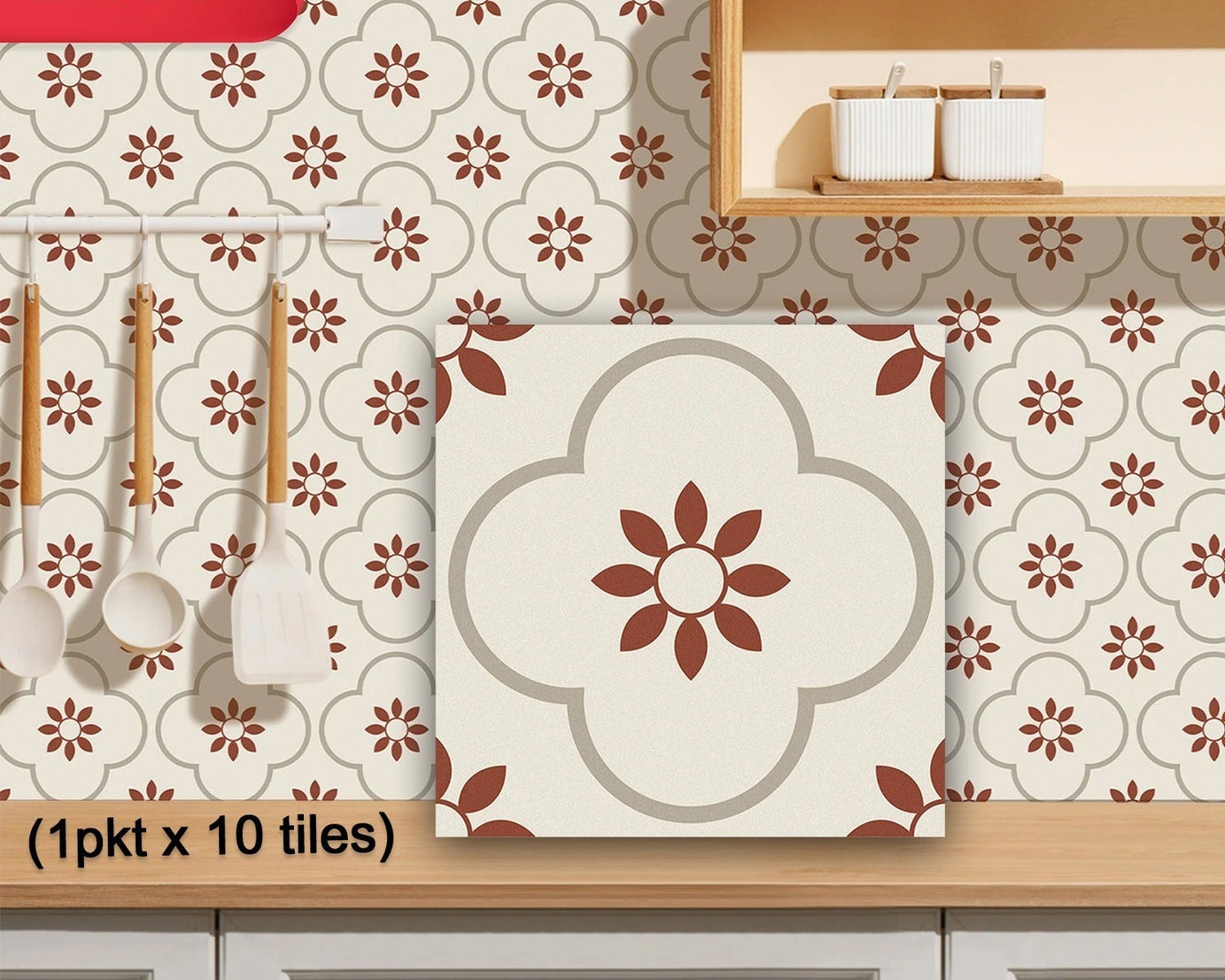 Peel and Stick Floor Tiles Kitchen / Bathroom Backsplash Sticker Detachable Waterproof DIY Tile Stickers for Wall Decoration Tiles Home Decoration (8x8 Inch / 10 Pcs Set)