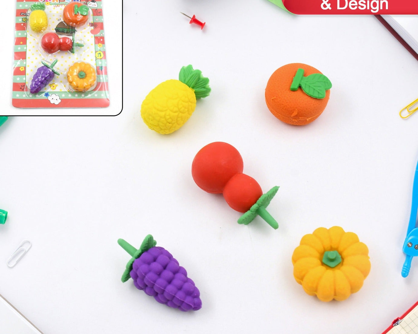 3D Mix Design Fancy & Stylish Colorful Erasers, Mini Eraser Creative Cute Novelty Eraser for Children Different Designs Eraser Set for Return Gift, Birthday Party, School Prize (1 Set)