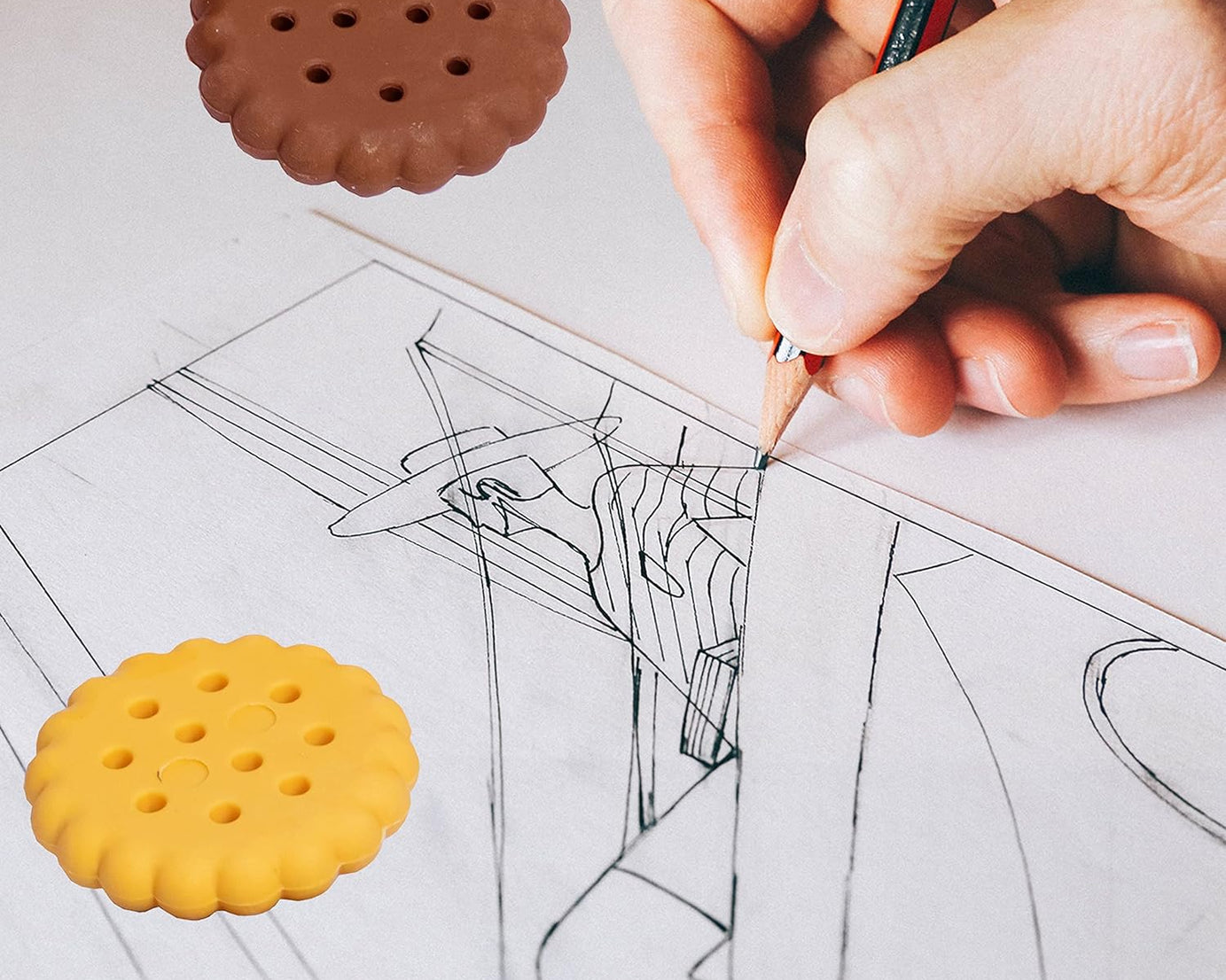 Pack of 6 Erasers Erasers Stationery School Rubber Schools Sketches Office Sign Kid Party Favour Gift Toy Gift Creative Christmas Birthday Gift in Shape Biscuits (6 Pcs Set)