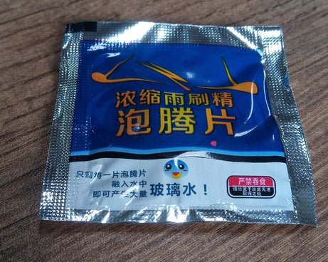 Detailed view of car wiper detergent tablets and instructions