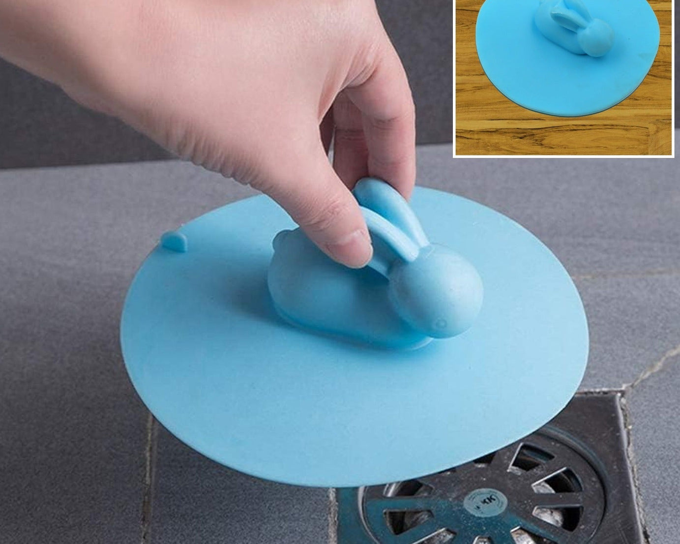 0826 Drain Cover, Water Stopper, Tank Stopper, Rabbit Silicone, Odor Resistant, Drain Lid Shower Drain Cover Shower Plughole Cover Sink Strainer Silicone Bath Drain Cover Kitchen Sink Accessories Bathtub Kitchen Bathroom (1 Pc )