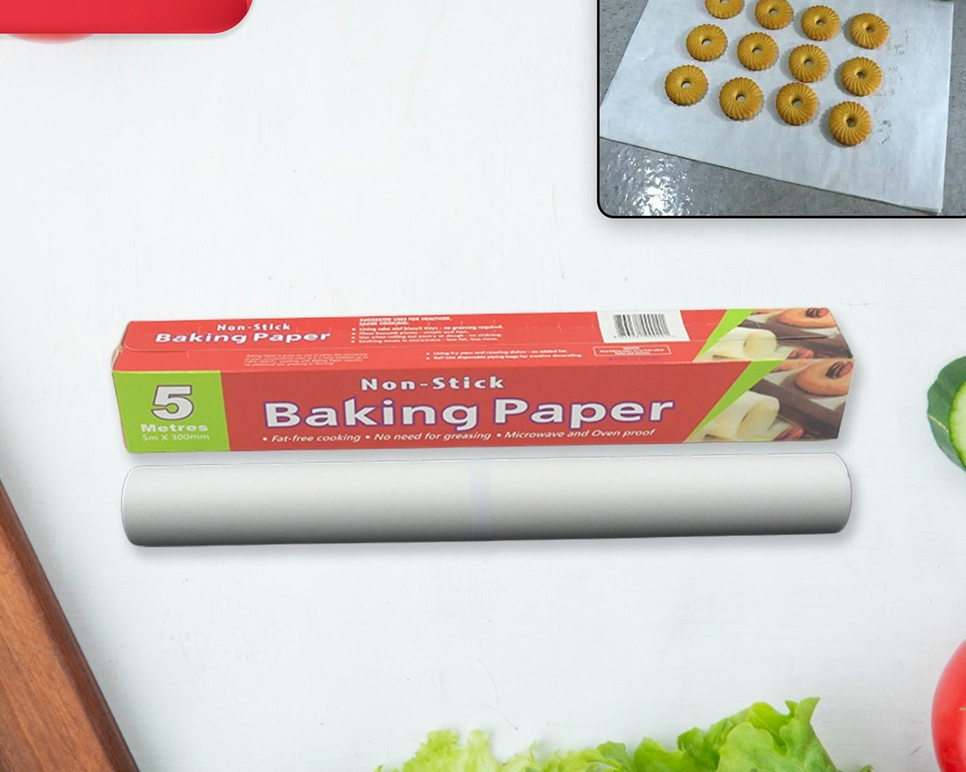 Non Stick Microwave & Oven Proof Parchment Paper/ Baking Paper/ Food Wraping Paper, Easy to Tear, Easy to Clean, for Grilling, Cooking, deep Fryer, White