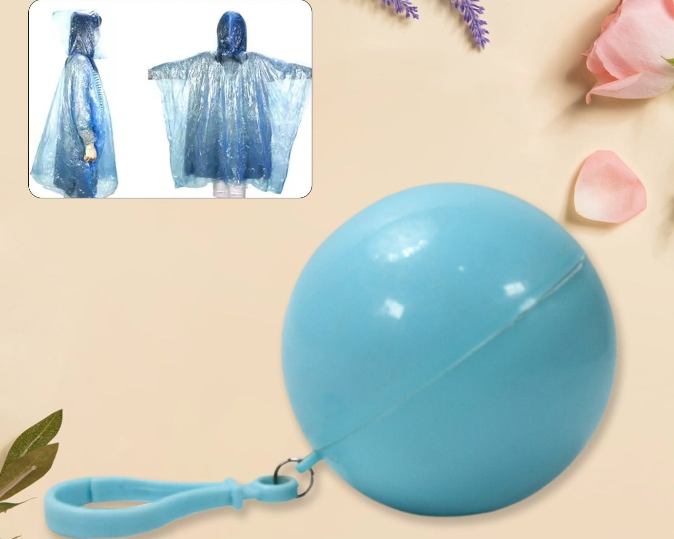 Disposable Raincoat for Kids with Hood and Attachable Round Case, Clear Plastic Raincoats for Emergency, Girls, Boys Disposable Emergency Ball Raincoat For Traveling and Outdoor Activities (1 Pc / Multicolor)