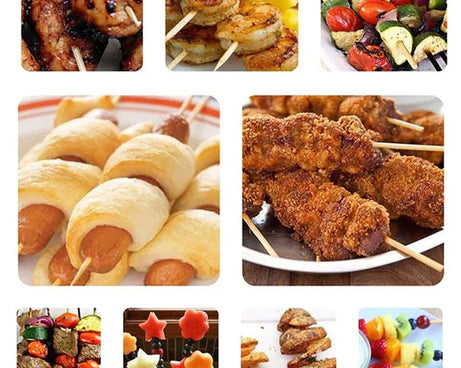 Camping Wooden Color Bamboo BBQ Skewers Barbecue Shish Kabob Sticks Fruit Kebab Meat Party Fountain Bamboo BBQ Sticks Skewers Wooden (30cm)