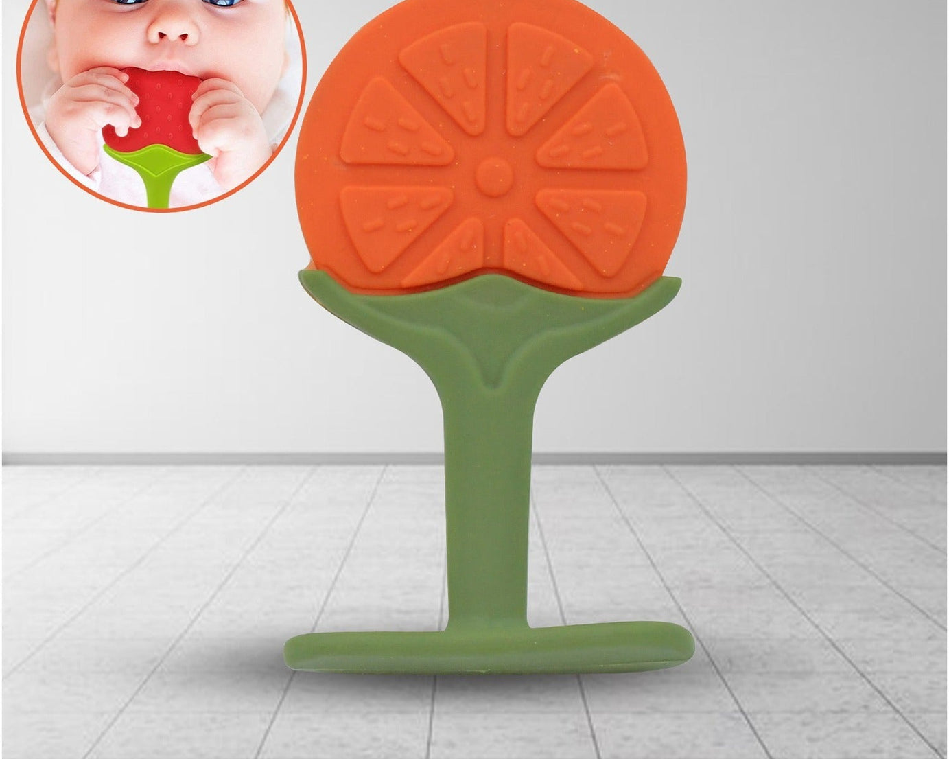 Baby Silicone Teether, Fruit Teether for Toddlers,100% Food Grade Silicone Teether, Non-Toxic & Latex Free Suitable for Kids Above 3 Months (1 Pc )