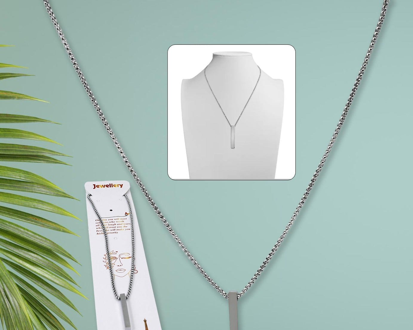 Stainless Steel Bar Locket Necklace