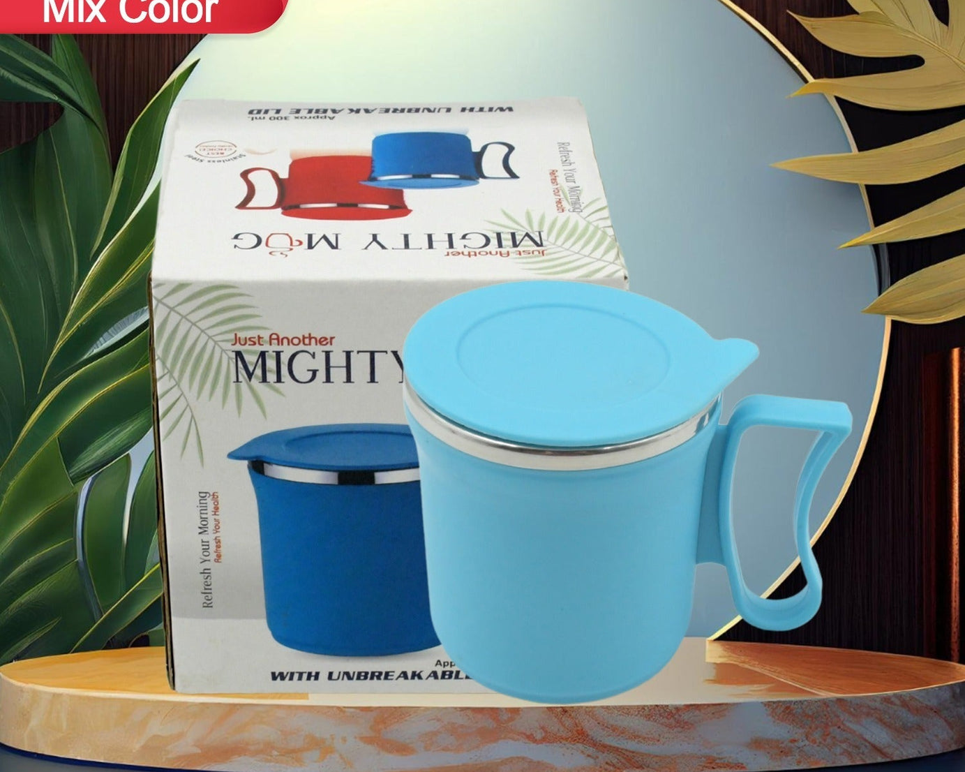 300ml Stainless Steel Mug: Insulated, Leakproof Lid, Hot/Cold Drinks (Mix Color)