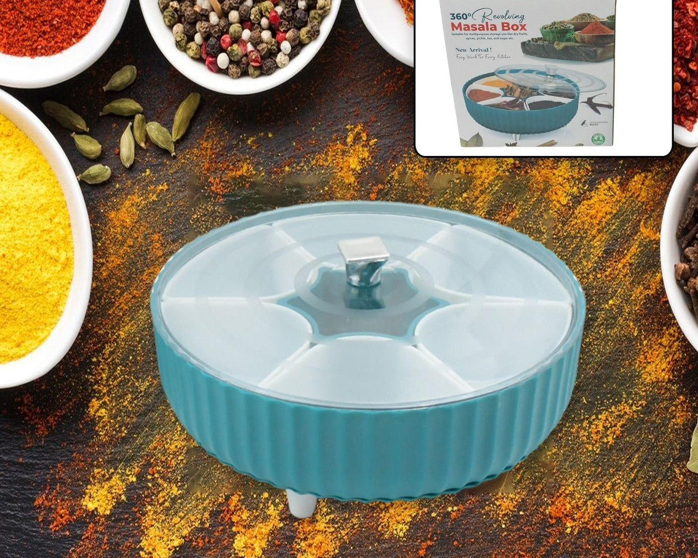 Dry Fruit & Snack Organizer: 360° Revolving Box (7 Compartments, Airtight)