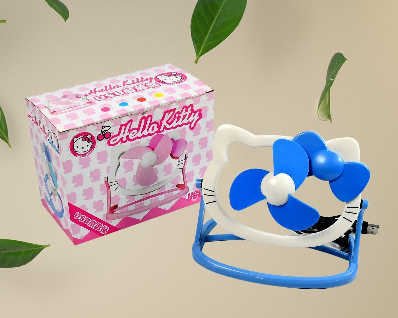 HELLO KITTY CARTOON FAN CUTE BRIGHT COLOR DESKTOP OFFICE USB MINI FAN PERSONAL DESKTOP FAN (Battery Not Include)