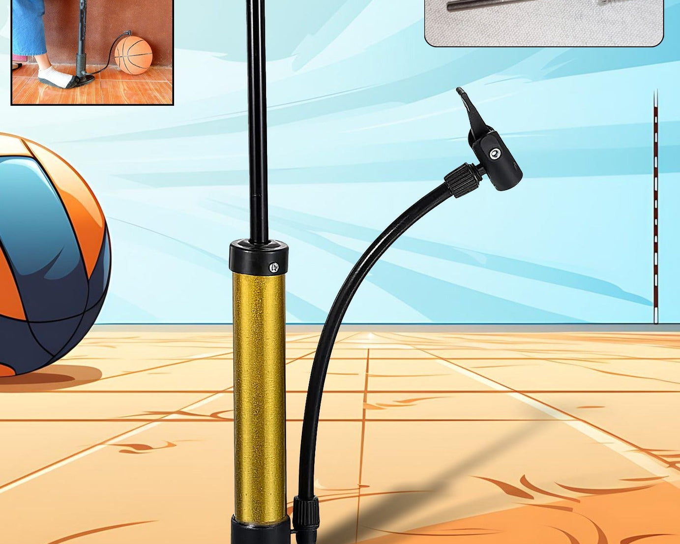 Mini Hand Air Ball Pump With 1 Pin, Metal Portable High Pressure Air Pump Mini Basketball Inflator for Balls, Basketball, Soccer, Volleyball, Football, Inflatable, and More (1 Pc)