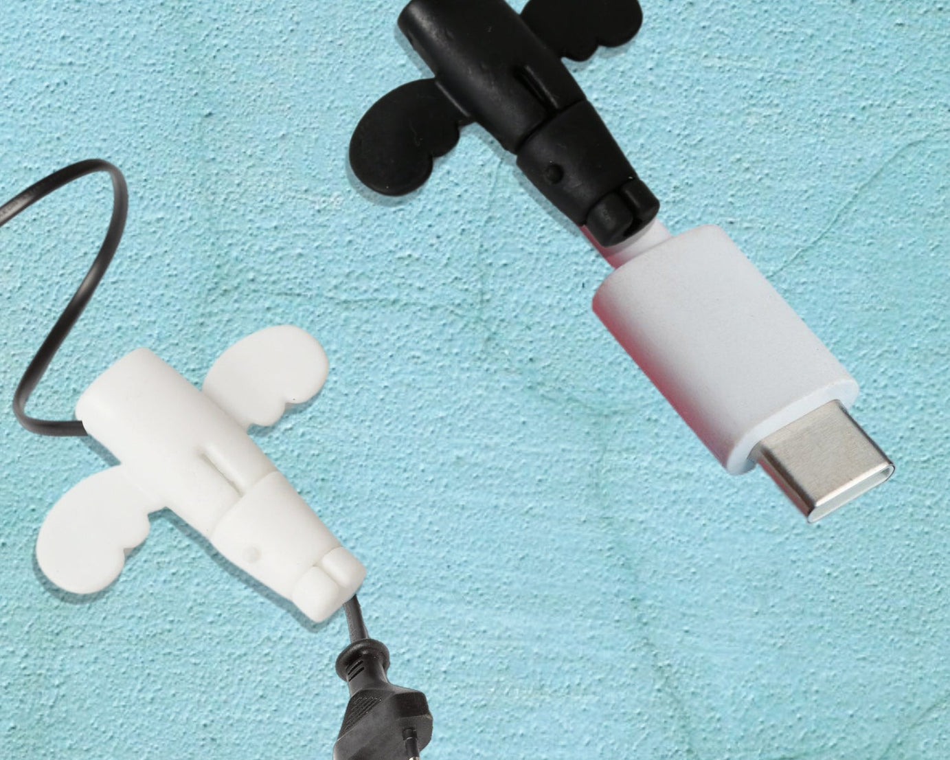 Silicone Data Cable Protector, Angel Data Cable Protective Cover, 2 in 1 Mobile Phone Cord Earphone Cord Saver Storage Tool