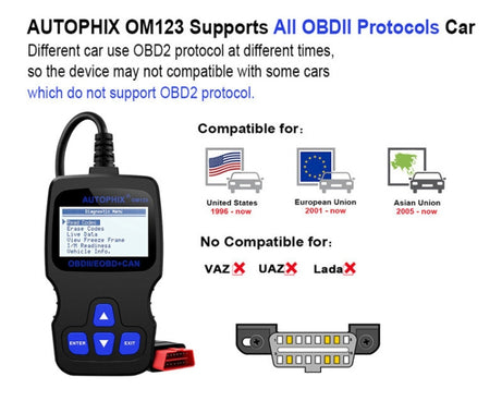 AUTOPHIX OM123 Car Portable OBD2 Scanner Car Diagnostic Tool OBD 2 Automotive Scanner EOBD Code Reader, OM123 (Orange)