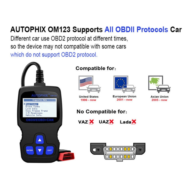 AUTOPHIX OM123 Car Portable OBD2 Scanner Car Diagnostic Tool OBD 2 Automotive Scanner EOBD Code Reader, OM123 (Orange)