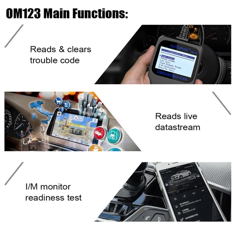 AUTOPHIX OM123 Car Portable OBD2 Scanner Car Diagnostic Tool OBD 2 Automotive Scanner EOBD Code Reader, OM123 (Orange)