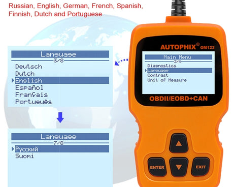 AUTOPHIX OM123 Car Portable OBD2 Scanner Car Diagnostic Tool OBD 2 Automotive Scanner EOBD Code Reader, OM123 (Orange)