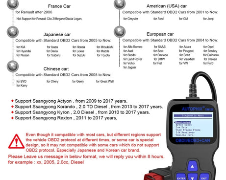 AUTOPHIX OM123 Car Portable OBD2 Scanner Car Diagnostic Tool OBD 2 Automotive Scanner EOBD Code Reader, OM123 (Orange)