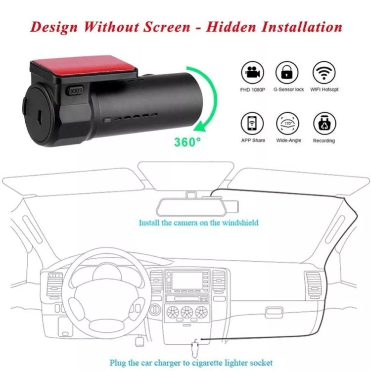 Mini Car Dash Camera WiFi Monitor Full HD Dashcam Video Recorder Camcorder Motion Detection, Support TF Card & Android & IOS