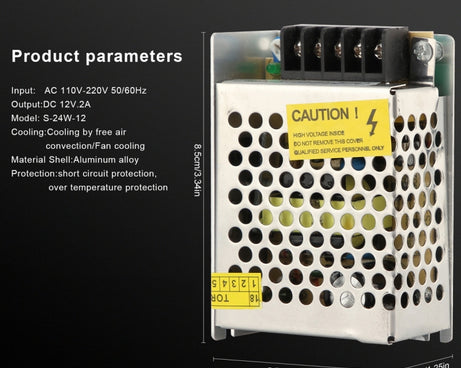 S-24W-12 24W AC 220V to DC 12V 2A Car Regulated Switching Power Supply, S-24W-12