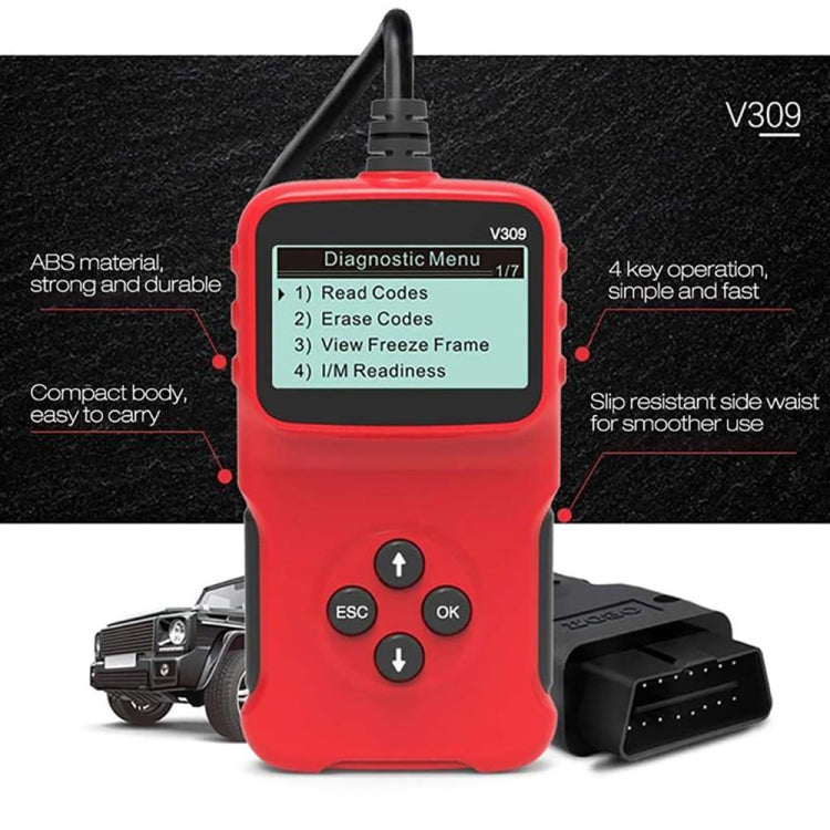 V309 Car Portable OBD2 Scanner Car Diagnostic Tool OBD 2 Automotive Scanner OBD Code Reader, V309