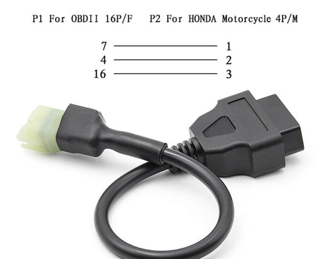 Motorcycle OBD 16PIN Female to 4PIN Connector Cable for Honda, 16PIN to 4PIN