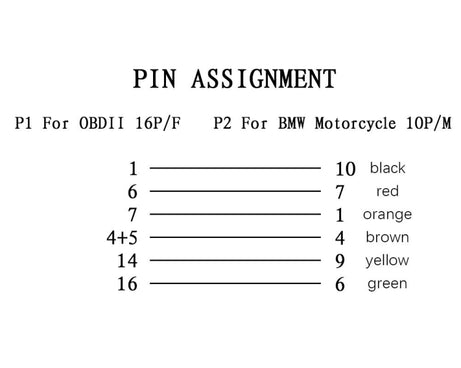Motorcycle OBD Cable 10PIN to 16PIN Connector Cable for BMW, For BMW