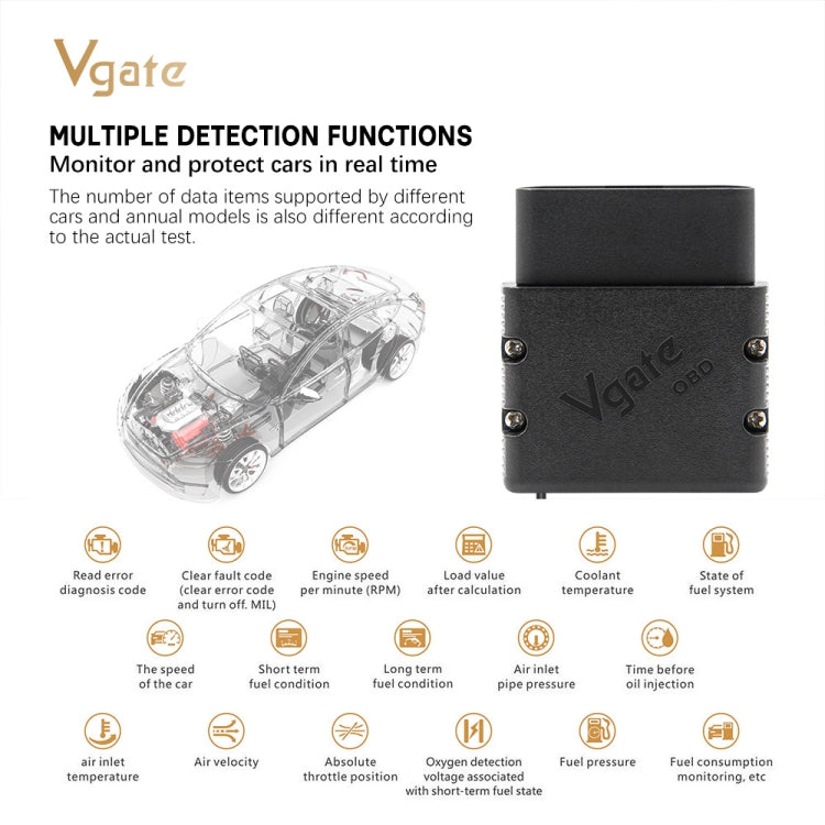 Vgate VLINKER MC V2.2 Bluetooth 3.0 Car OBD Fault Diagnosis Detector, MC V2.2 Bluetooth 3.0