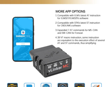 Vgate VLINKER MC V2.2 Bluetooth 3.0 Car OBD Fault Diagnosis Detector, MC V2.2 Bluetooth 3.0