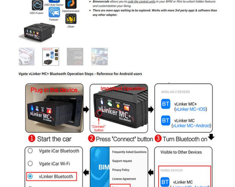 Vgate VLINKER MC+ V2.2 Bluetooth 4.0 Car OBD Fault Diagnosis Detector, MC+ V2.2 Bluetooth 4.0