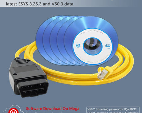 ESYS ENET for ICOM BMW F-Series with A Full Set of CD V50.3 Car Brush Hidden Cable, Car Brush Hidden Cable