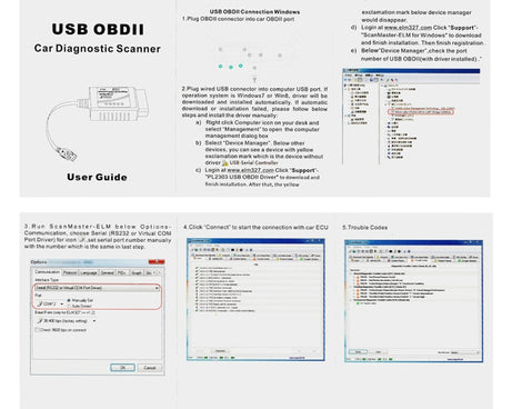 OBD ELM327 V1.5 USB Car Fault Diagnostic Scanner with CH340T Chip