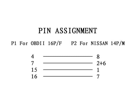 14Pin to 16Pin Car OBD2 Conversion Cable OBDII Diagnostic Adapter Cable for Nissan