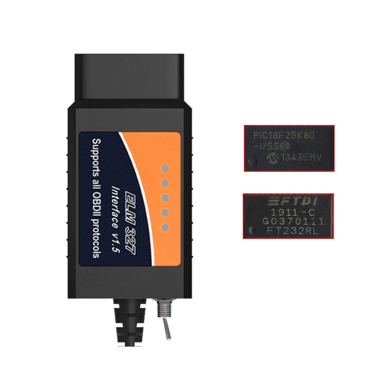 OBD ELM327 V1.5 USB Car Fault Diagnostic Cable with Switch, ELM327 V1.5 with Switch (Black), ELM327 V1.5 with Switch (Orange)