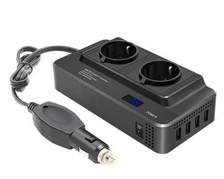 DC12V 200W AC220V Car Smart Multi-functional Digital Display Inverter, EU Plug