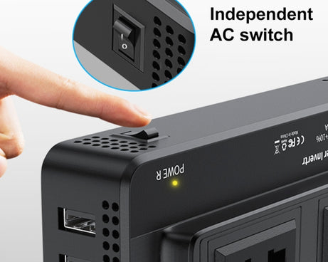 DC12V 200W AC220V Car Smart Multi-functional Digital Display Inverter, EU Plug