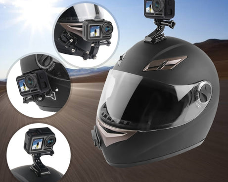 Cycling Helmet Adhesive Multi-Joint Arm Fixed Mount Set with J-Hook Buckle Mount & Screw for GoPro, Insta360, DJI and Other Action Cameras