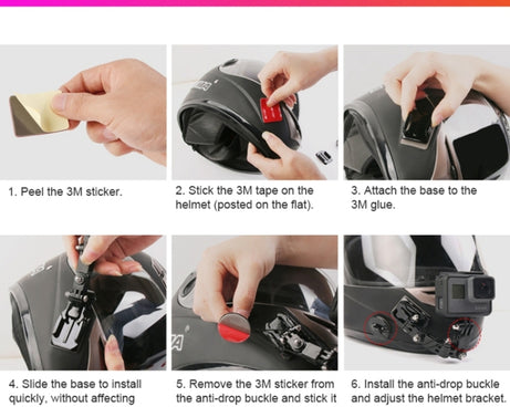 Cycling Helmet Adhesive Multi-Joint Arm Fixed Mount Set with J-Hook Buckle Mount & Screw for GoPro, Insta360, DJI and Other Action Cameras