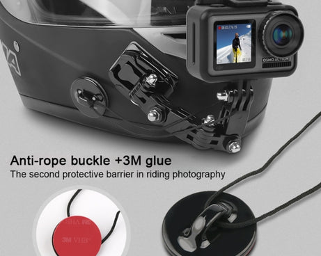 Cycling Helmet Adhesive Multi-Joint Arm Fixed Mount Set with J-Hook Buckle Mount & Screw for GoPro, Insta360, DJI and Other Action Cameras