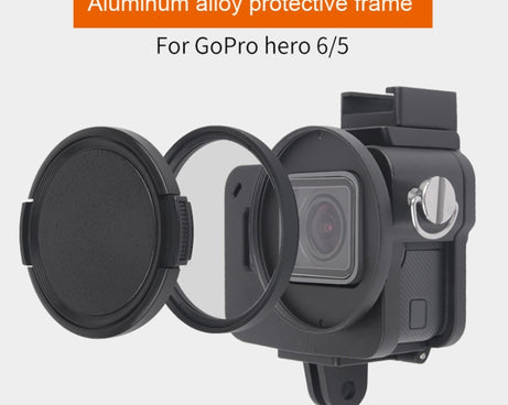 Housing Shell CNC Aluminum Alloy Protective Cage with Insurance Frame & 52mm UV Lens for GoPro HERO7 Black /6 /5, 52mm UV Black, 52mm UV Blue, 52mm UV Red